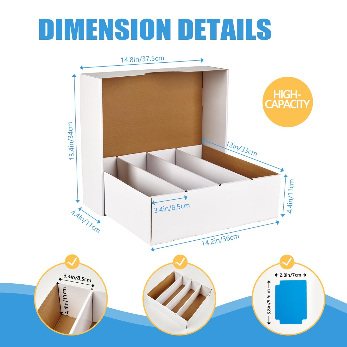 4 Pack Sports Card Boxes 3120 Count Cardboard Card Storage Box White Bulk Card Storage Baseball Card Boxes with 10 Dividers Sports Cards Storage Box for Card Game Baseball Card Storage Boxes