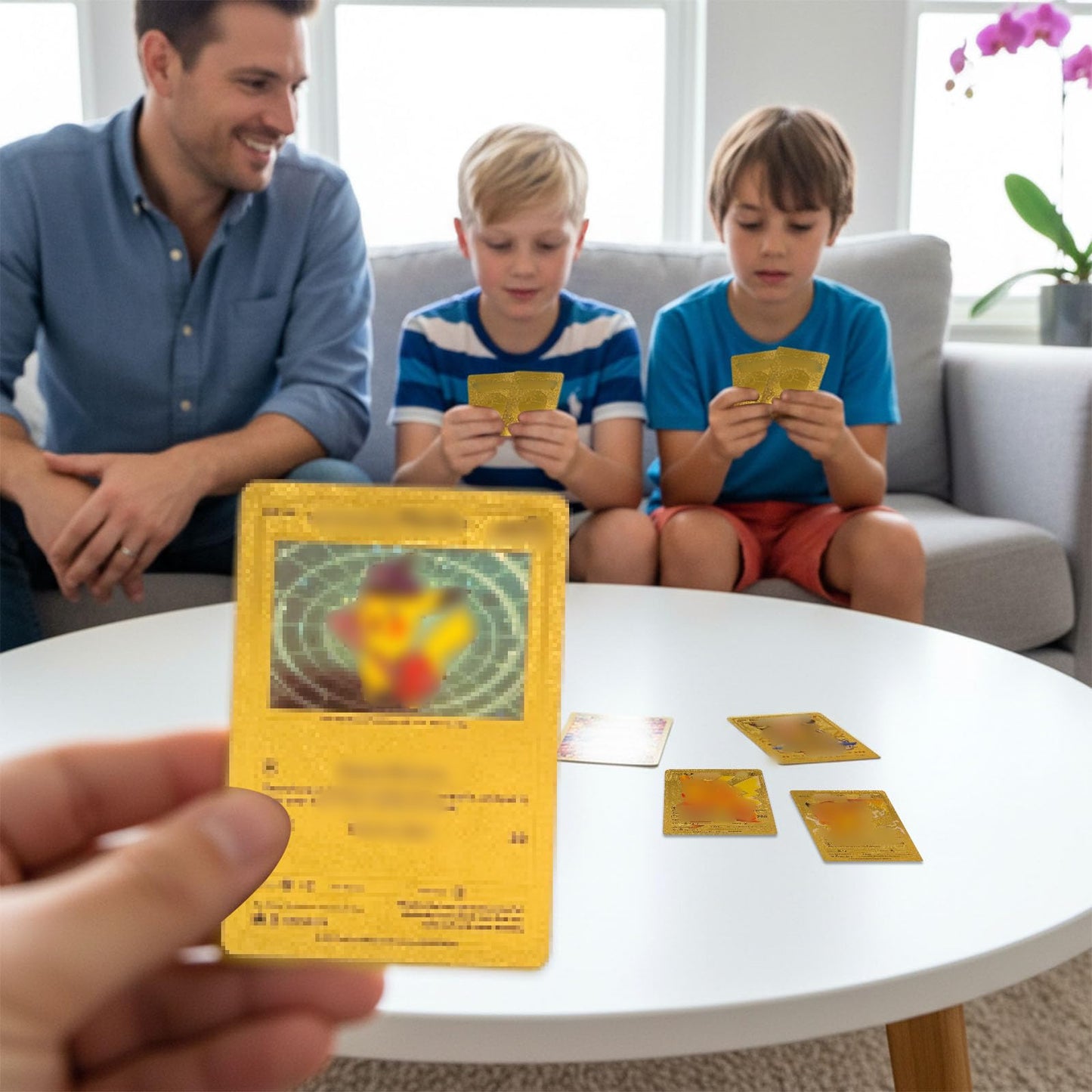 55 PCS Gold Foil Cards Deck Box - Ultra Rare Vmax DX GX V EX Cards Set - No Duplicates Golden Cards - Best Gift for Fans, Kids & Collectors