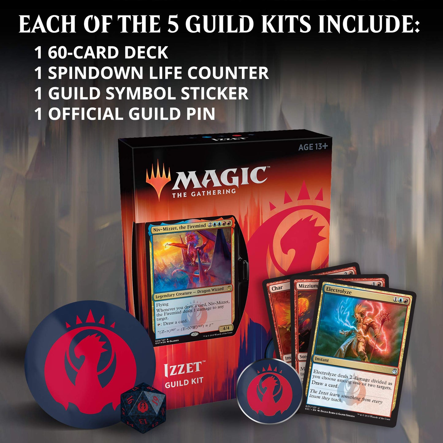 Magic: The Gathering Guilds of Ravnica Guild Kits | 5 Ready-to-Play 60-Card Decks | Accessories | Factory Sealed