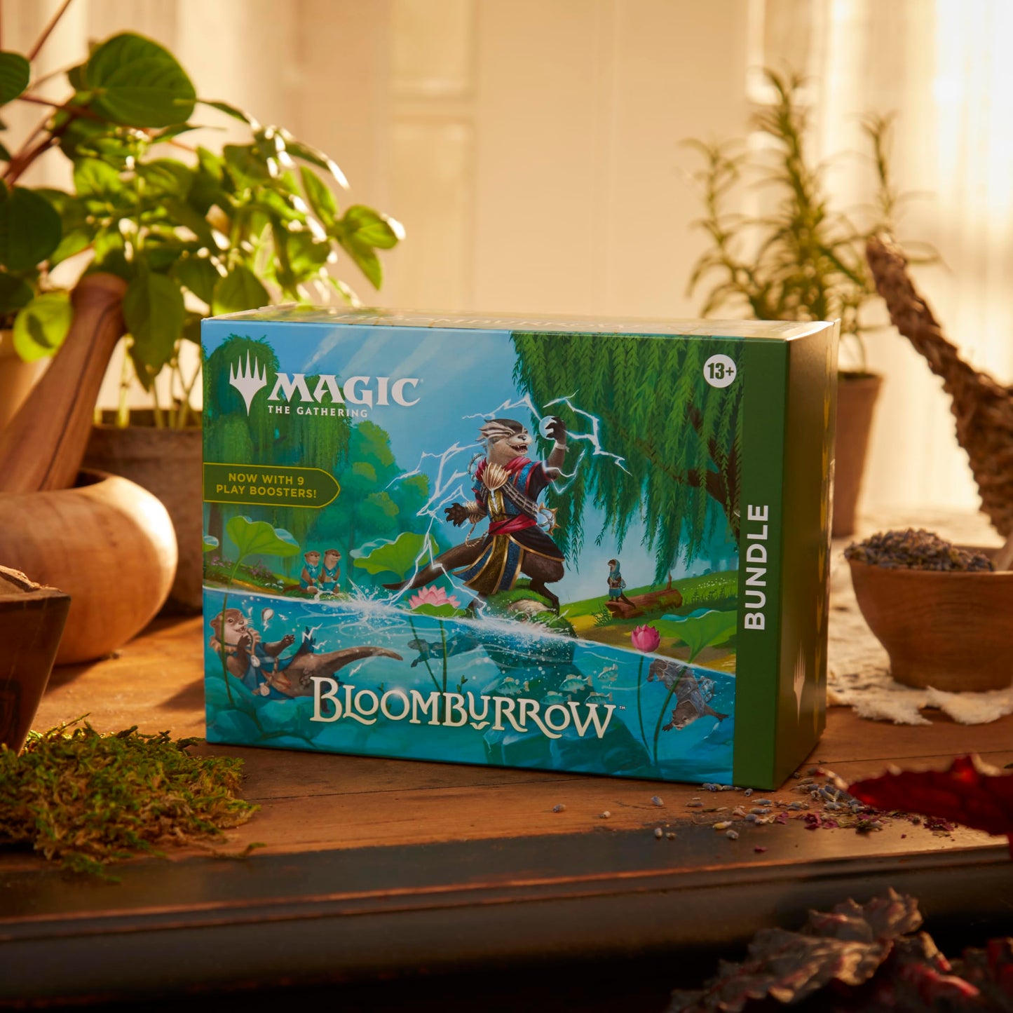 Magic: The Gathering Bloomburrow Bundle - 9 Play Boosters, 30 Land Cards + Exclusive Accessories