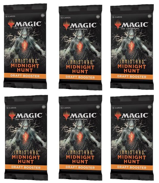 6 Packs Magic: The Gathering Draft Booster Pack Lot MTG Innistrad Midnight Hunt