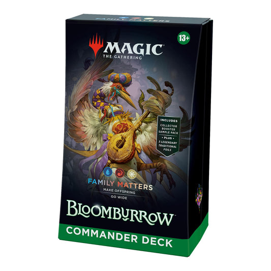 Magic: The Gathering Bloomburrow Commander Deck - Family Matters (100-Card Deck, 2-Card Collector Booster Sample Pack + Accessories)