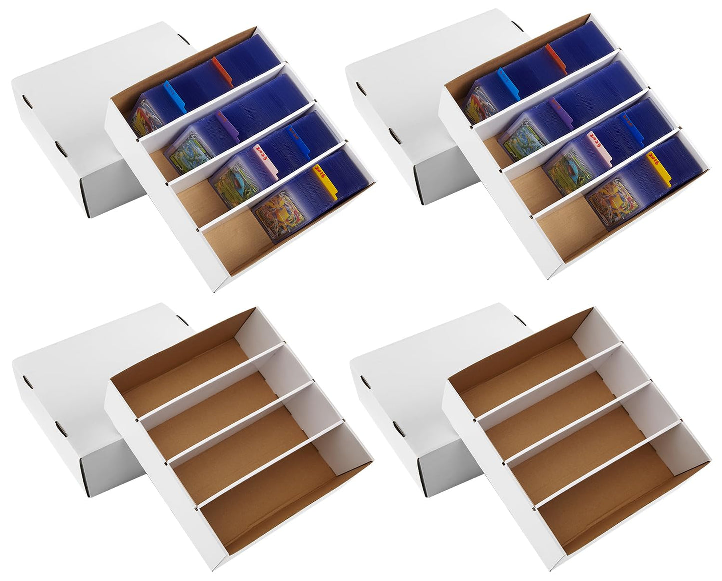 4 Pack Sports Card Boxes 3120 Count Cardboard Card Storage Box White Bulk Card Storage Baseball Card Boxes with 10 Dividers Sports Cards Storage Box for Card Game Baseball Card Storage Boxes