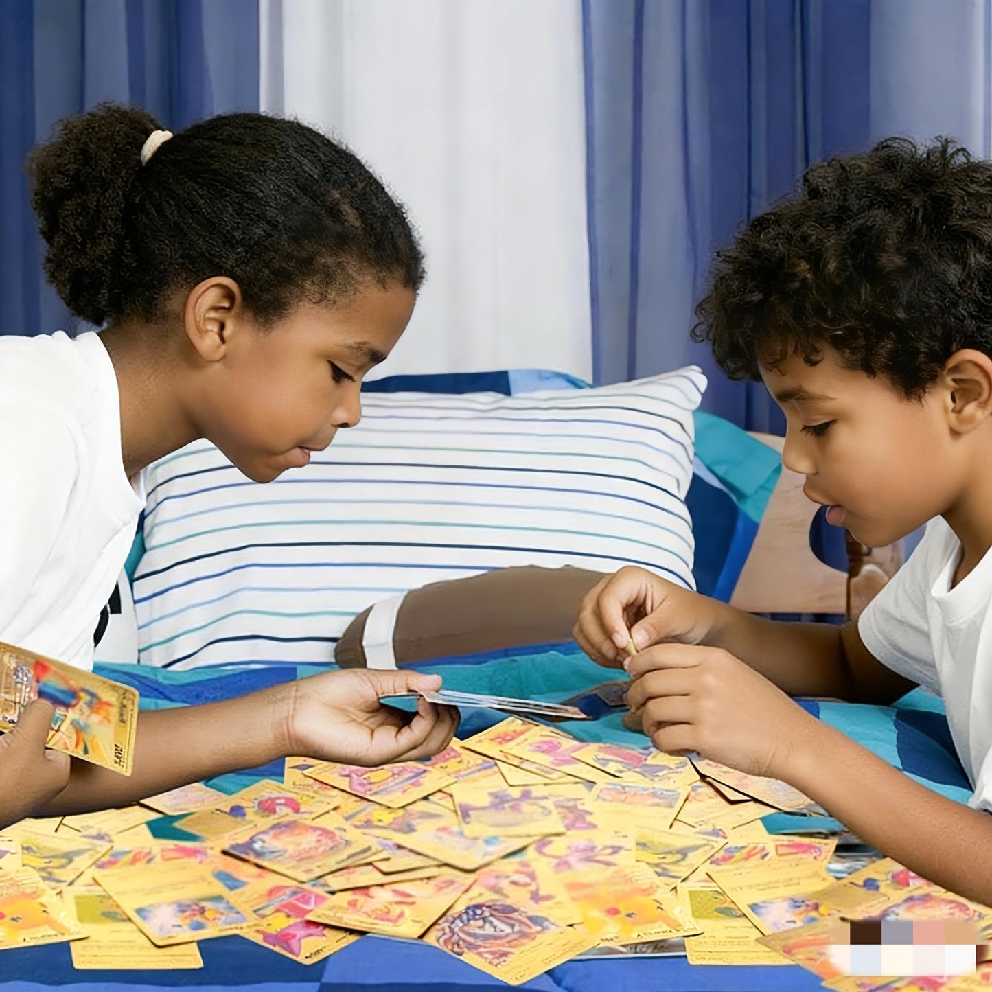 55 PCS Gold Cards Packs Vmax DX GX Rare Golden Cards Deck Box Gold Foil Card for Birthday Party Favors Gifts (No Duplicates) Golden