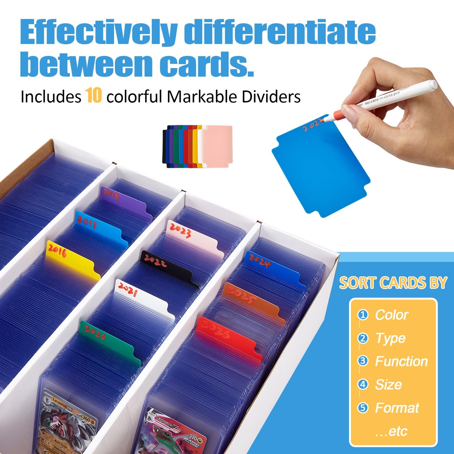 4 Pack Sports Card Boxes 3120 Count Cardboard Card Storage Box White Bulk Card Storage Baseball Card Boxes with 10 Dividers Sports Cards Storage Box for Card Game Baseball Card Storage Boxes